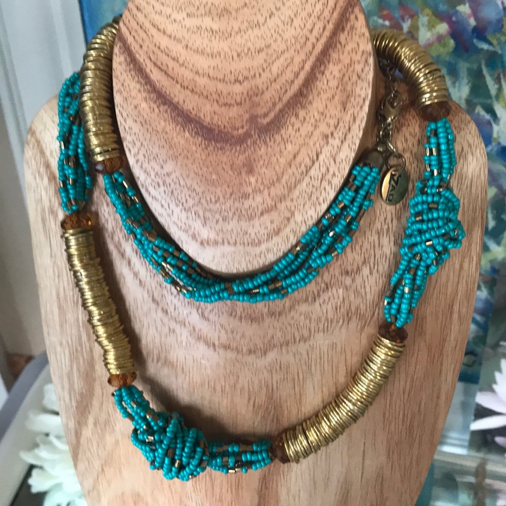 💥sold💥ZAD, funky, turquoise beaded 15inch nec